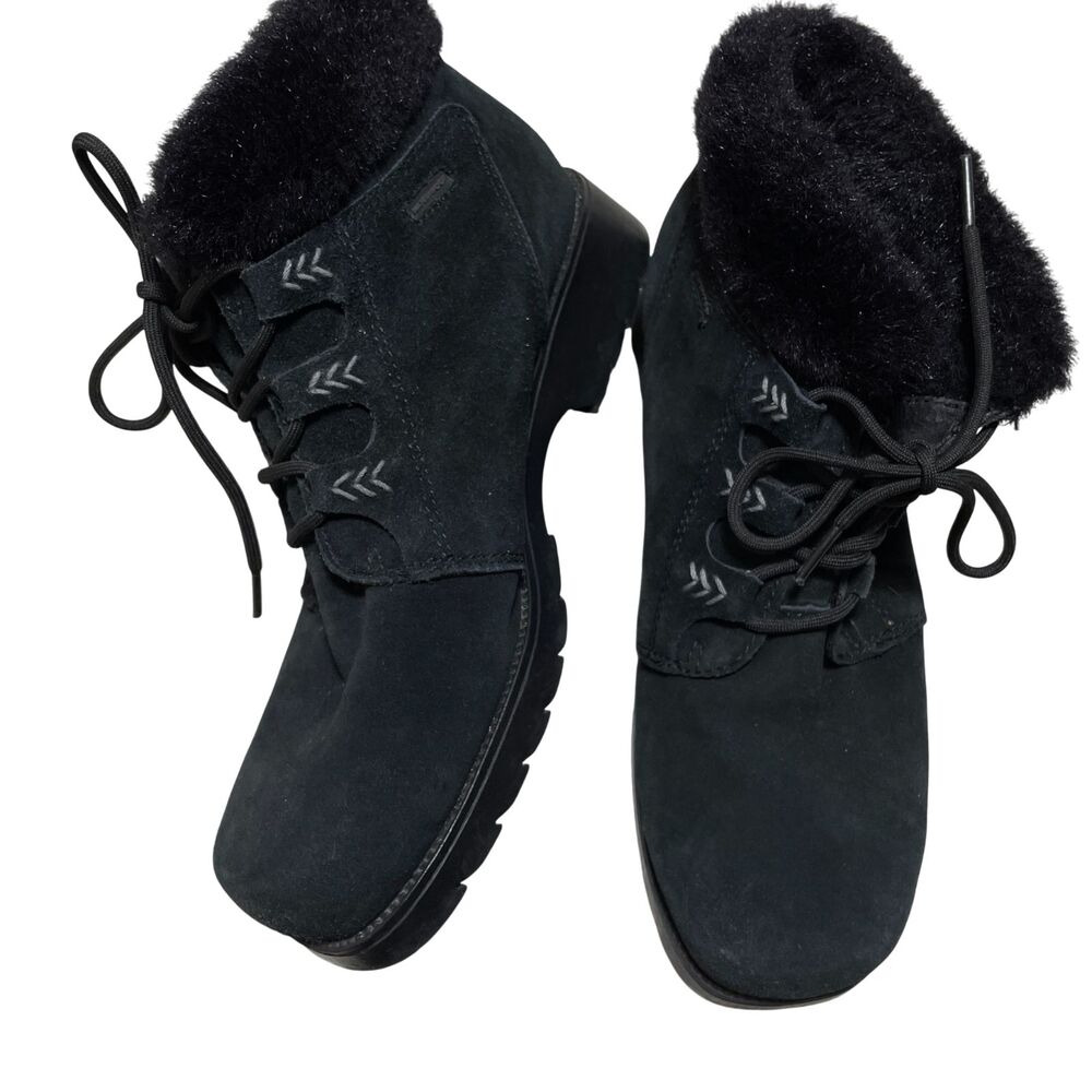Sporto 10 Black Suede Boot Ladies‎ Insulated Faux Fur Lace Up